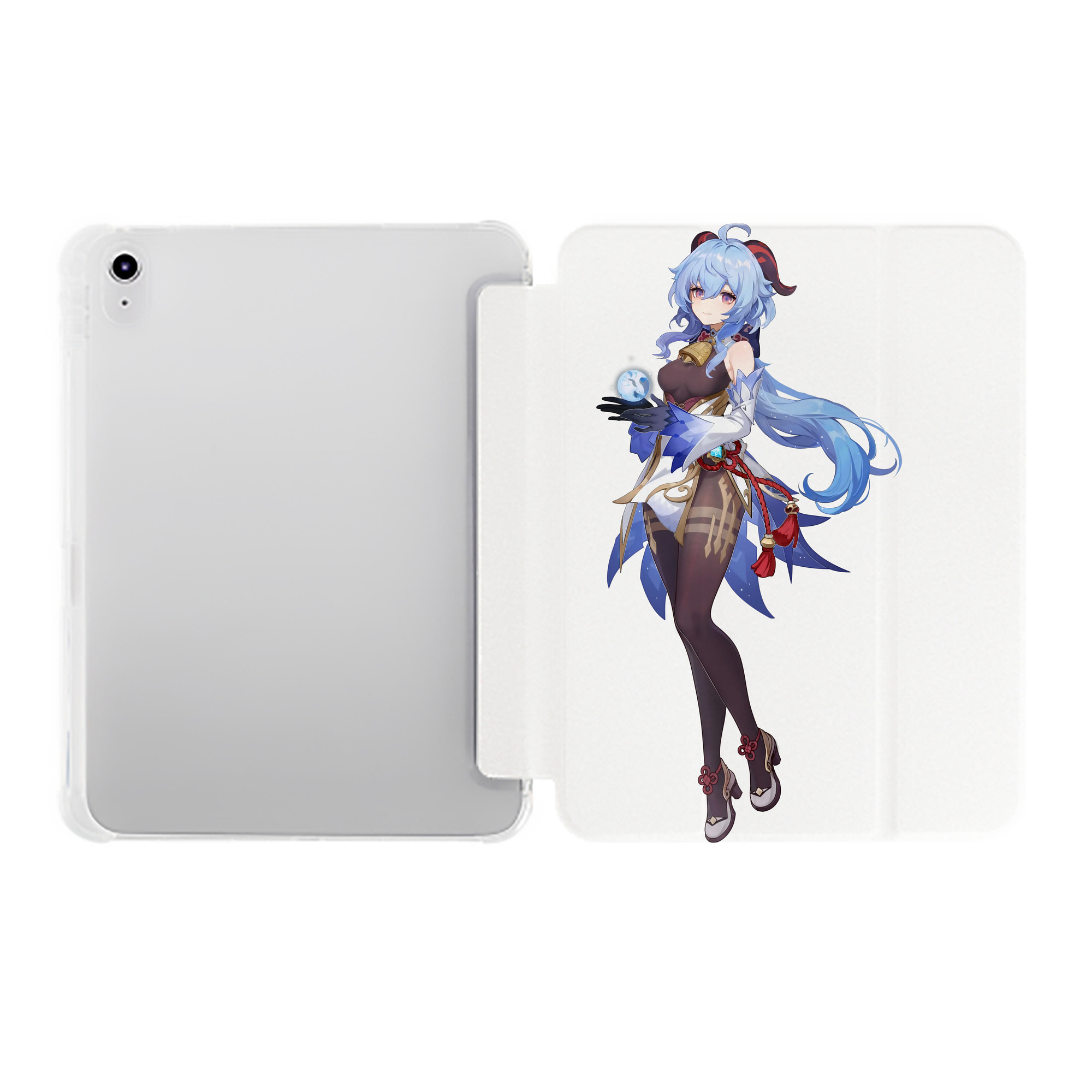げんし神 甘雨 かんう genshin Ganyu IPad ケース ペン収納付き 三つ折りスタンド PUレザー×シリコン 対応機種9.5/10.5/10.9インチ
